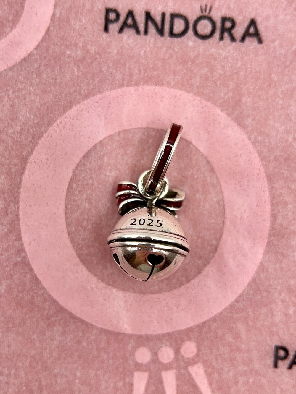 Pandora 2025 Engraved Jingle Bell Ornament Dangle Charm